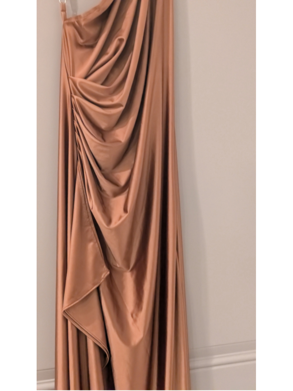 Women's OYS One Shoulder Bronze Dress Size S - Picture 6 of 14